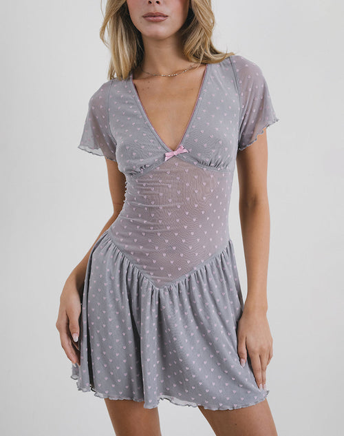 Image of Geni Mini Dress in Heart Flock Grey