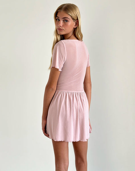 Image of Geni Mini Dress in Mesh Baby Pink