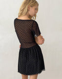 Image of Geni Mini Dress in Polka Black Flock