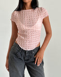 image of Georgia Textured Mesh Top in Blush Pink