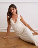 Image of Gerda Maxi Dress in Floral Flock Cream