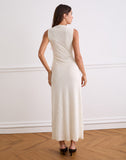 Image of Gerda Maxi Dress in Floral Flock Cream