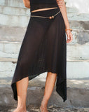 Image of Tullia Asymmetric Midi Skirt in Black Crochet