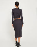 image of Hadley Midi Skirt in Crinkle Charcoal