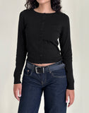 Image of Giovanina Cardigan in Flat Knit Black