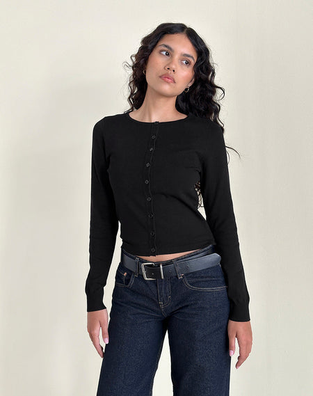 Jaiko Cardigan in Knit Black