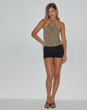 Image of Giulia Knot Halterneck Top in Tan Mini Croc Print