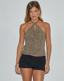 Image of Giulia Knot Halterneck Top in Tan Mini Croc Print