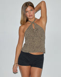 Image of Giulia Knot Halterneck Top in Tan Mini Croc Print