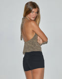 Image of Giulia Knot Halterneck Top in Tan Mini Croc Print
