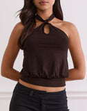 Image of Giunea Knot Halter Top in Bitter Chocolate