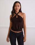 Image of Giunea Knot Halter Top in Bitter Chocolate