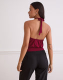 Image of Giunea Knot Halter Top in Burgundy