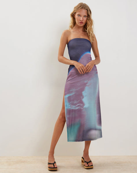 image of Givanda Bandeau Maxi Dress in Pink Digi Gradient Print