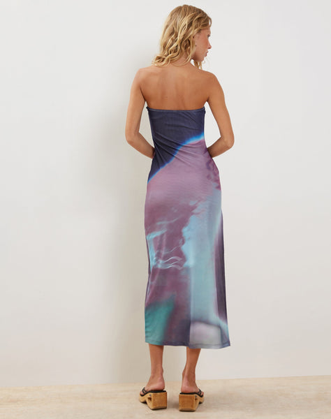 image of Givanda Bandeau Maxi Dress in Pink Digi Gradient Print