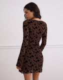 Image of Gizio Long Sleeve Mini Dress in Garden Floral Brown