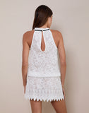 Image of Gladia Halter Neck Mini Dress in Unlined Lace White