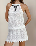 Image of Gladia Halter Neck Mini Dress in Unlined Lace White