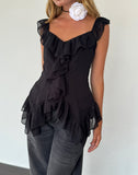 Image of Glaiza Ruffle Cami Top in Black