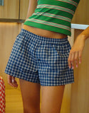 Image of Laboxe Short in Navy Tartan Poplin