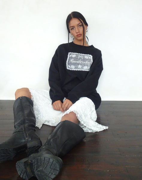 Image of Glo Oversized Sweatshirt in Black with Heartbreaker Graphic