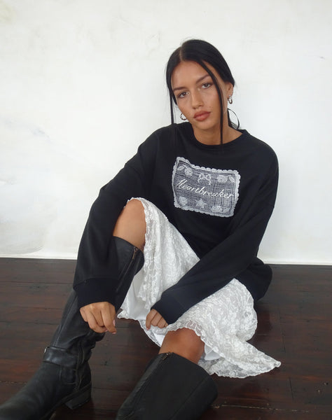 Image of Glo Oversized Sweatshirt in Black with Heartbreaker Graphic