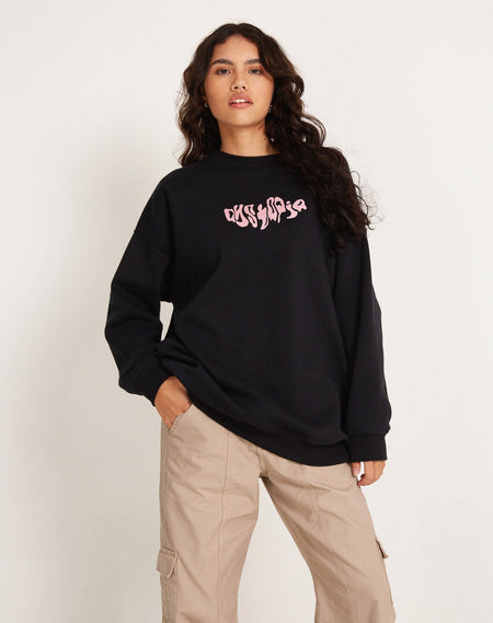 Glo Oversized Sweatshirt in Black with Heartbreaker Graphic