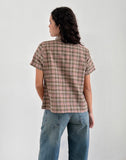 Image of Gosanri Short Sleeve Shirt in Pink and Green Check