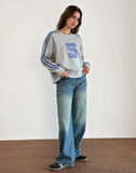 Image of Govel Sweatshirt in Grey Marl with Cobalt Blue 5 Motif