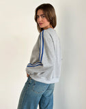 Image of Govel Sweatshirt in Grey Marl with Cobalt Blue 5 Motif