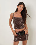 Image of Govinda Mini Skirt in Sequin Brown