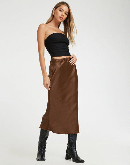 Rigifa Midi Skirt in Tartans Green Brown