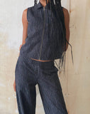 Image of MOTEL X JACQUIE Graba Straight Leg Trouser in Sketchy Stripe Black