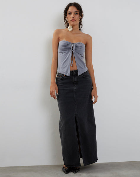 Image of Greta Tie Front Bandeau Top in Grey