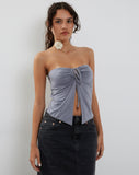 Image of Greta Tie Front Bandeau Top in Grey