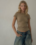 Image of Gryae Ruched Front Top in Biscotti