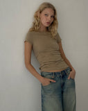 Image of Gryae Ruched Front Top in Biscotti