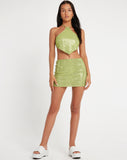 Image of Guida Mini Skirt in Drape Sequin Lime Green