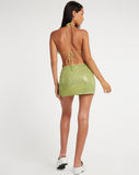 Image of Guida Mini Skirt in Drape Sequin Lime Green