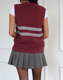 Image of Guria Vest in Maroon Red with Grey Stripe