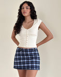 Image of Gwen Mini Skirt in Dark Blue Tartan