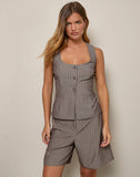 Image of Ganita Vest in Pinstripe Brown