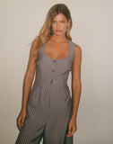 Image of Ganita Vest in Pinstripe Brown
