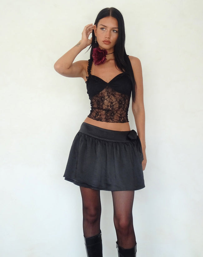 Image of Habema Wrap Mini Skirt in Satin Black