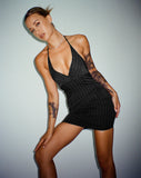 image of Hadavi Mini Dress in Pinstripe Black