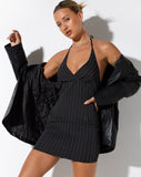 image of Hadavi Mini Dress in Pinstripe Black