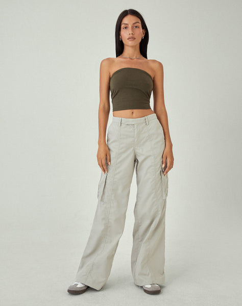 Calix Wide Leg Cargo Trousers in Oat