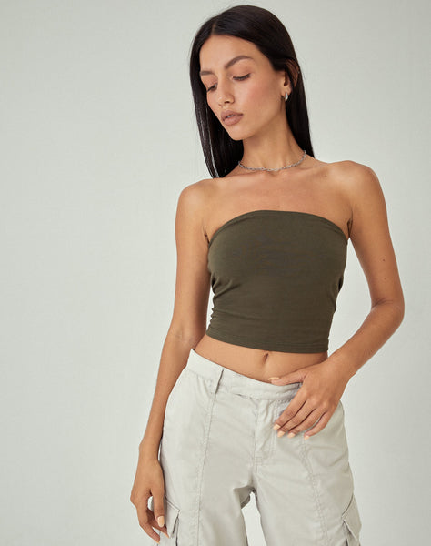 image of MOTEL X JACQUIE Shae Bandeau Top in Olive