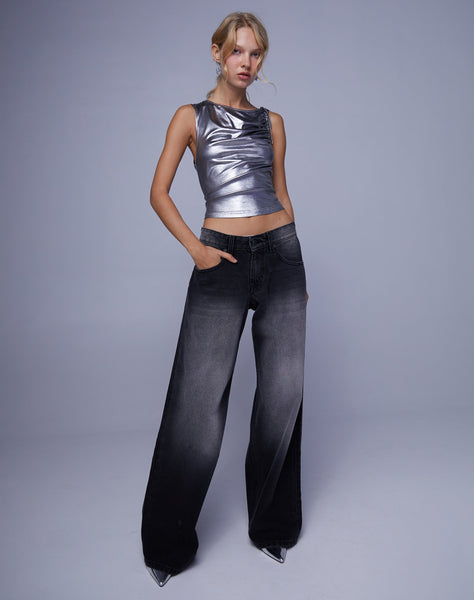 Image of Hagne Vest Top in Metallic Silver