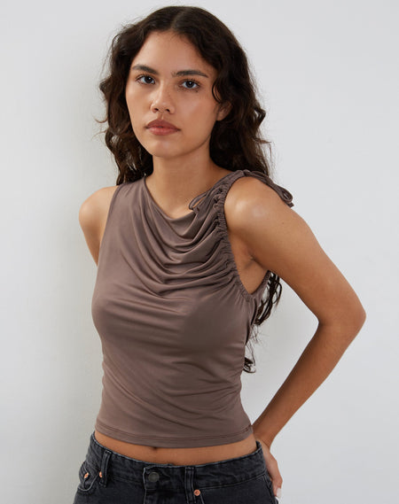 Odette O Ring Detail Top in Slinky Mocha